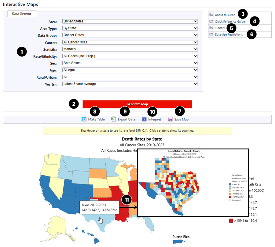 Interactive Maps showing text descriptions of controls